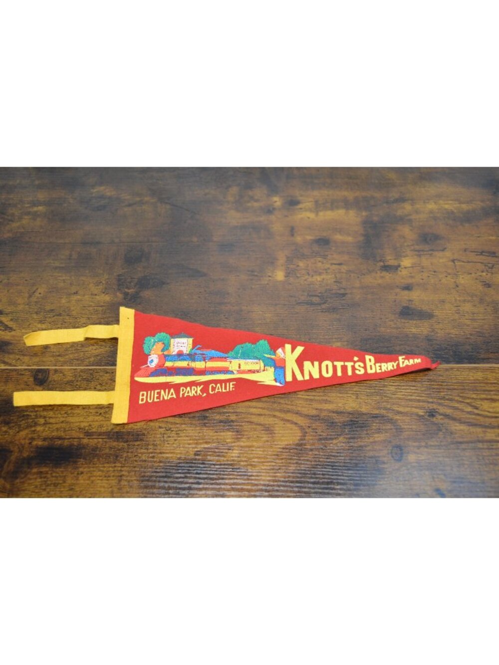 Vintage Knott's Berry Farm Buena Park Felt Pennant With Train Graphic 12 inches